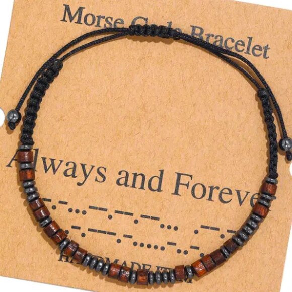 "ALWAYS & FOREVER" Morse Code Bracelets w/Adjustable String Inspirational - Picture 1 of 2